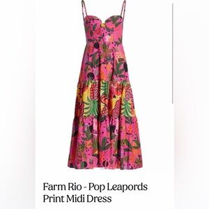 NWT FARM RIO Pop Leapord Print Midd Dress Dize S